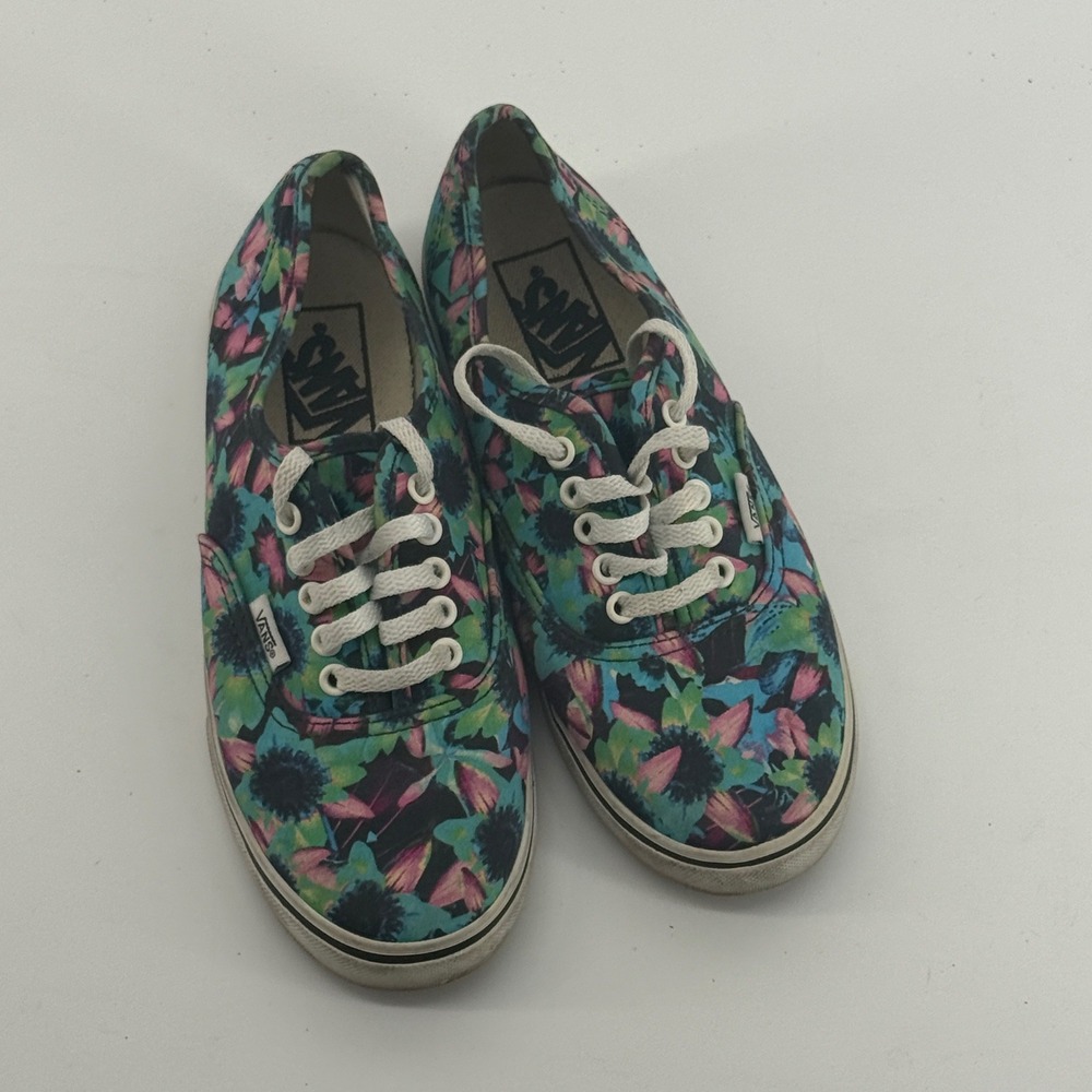 Vans Authentic Floral Sunflower Canvas Low Top Sneakers Women 6 Men 4.5 614992
